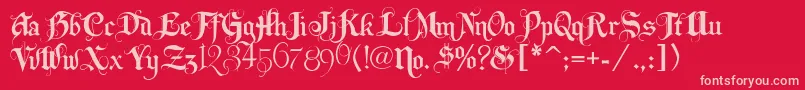 Fonte Lhfbeckermonogramenglish – fontes rosa em um fundo vermelho