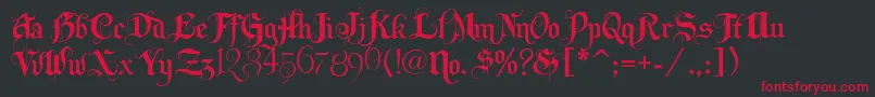 Lhfbeckermonogramenglish Font – Red Fonts on Black Background