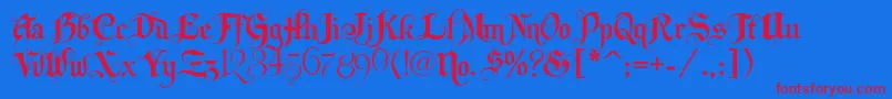 Lhfbeckermonogramenglish-Schriftart – Rote Schriften auf blauem Hintergrund