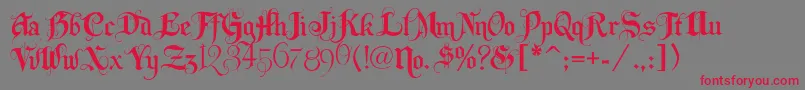 Lhfbeckermonogramenglish Font – Red Fonts on Gray Background