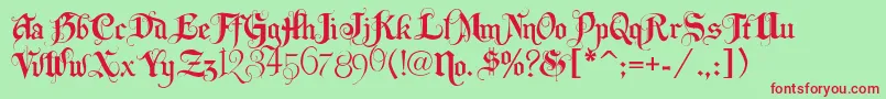 Lhfbeckermonogramenglish Font – Red Fonts on Green Background