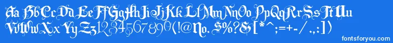 フォントLhfbeckermonogramenglish – 青い背景に白い文字