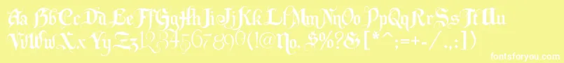 Lhfbeckermonogramenglish-Schriftart – Weiße Schriften auf gelbem Hintergrund