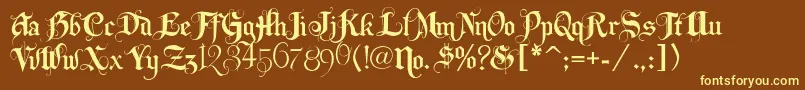 Lhfbeckermonogramenglish Font – Yellow Fonts on Brown Background