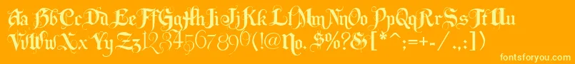 フォントLhfbeckermonogramenglish – オレンジの背景に黄色の文字