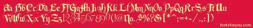 Lhfbeckermonogramenglish-fontti – keltaiset fontit punaisella taustalla