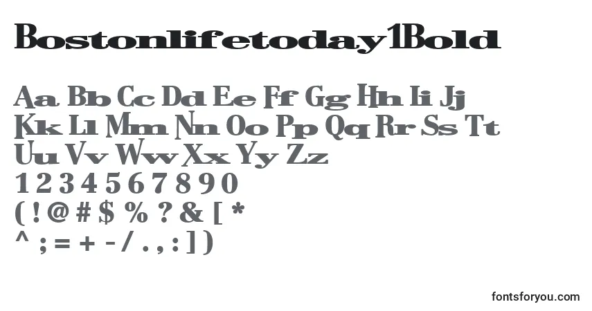 Шрифт Bostonlifetoday1Bold – алфавит, цифры, специальные символы