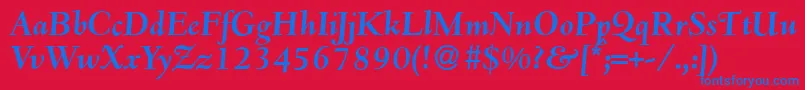 Czcionka D690RomanBolditalic – niebieskie czcionki na czerwonym tle