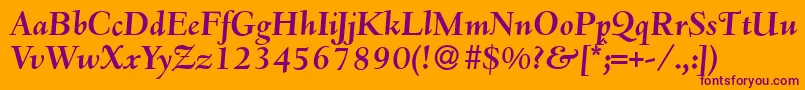 D690RomanBolditalic-fontti – violetit fontit oranssilla taustalla