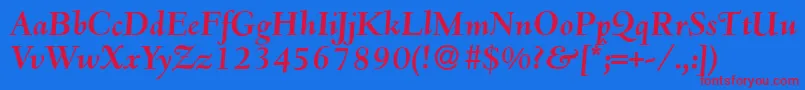 D690RomanBolditalic-Schriftart – Rote Schriften auf blauem Hintergrund