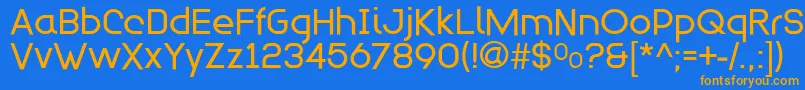 フォントModulario – オレンジ色の文字が青い背景にあります。