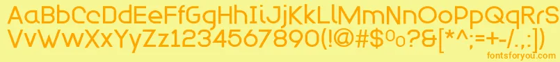 フォントModulario – オレンジの文字が黄色の背景にあります。