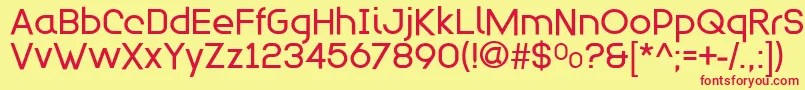 Modulario-fontti – punaiset fontit keltaisella taustalla