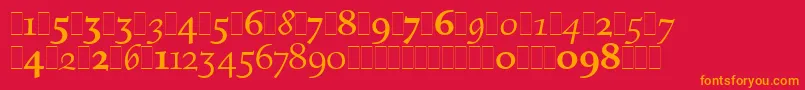 フォントFiguralOsFiguresLetPlain.1.0 – 赤い背景にオレンジの文字