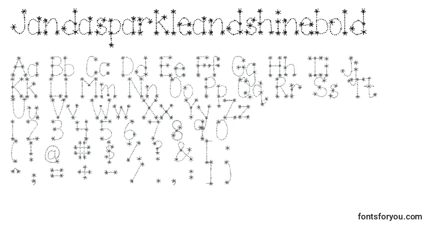 Czcionka Jandasparkleandshinebold – alfabet, cyfry, specjalne znaki
