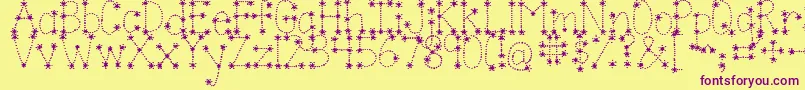 Jandasparkleandshinebold Font – Purple Fonts on Yellow Background