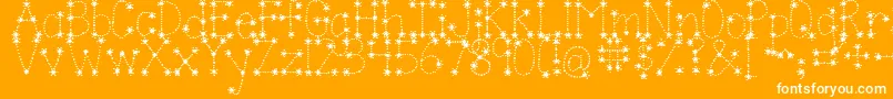 Jandasparkleandshinebold-Schriftart – Weiße Schriften auf orangefarbenem Hintergrund