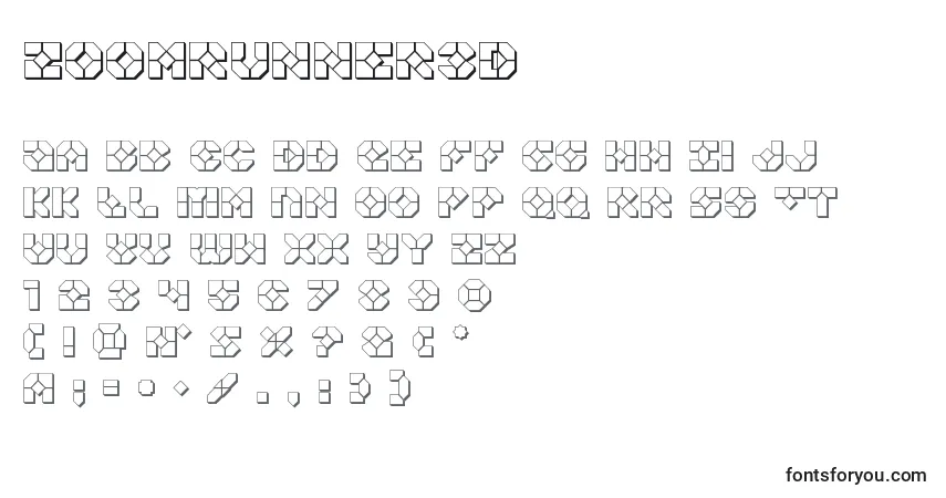A fonte Zoomrunner3D – alfabeto, números, caracteres especiais
