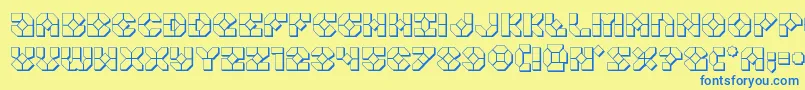 Zoomrunner3D-Schriftart – Blaue Schriften auf gelbem Hintergrund