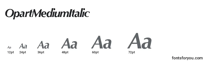OpartMediumItalic Font Sizes