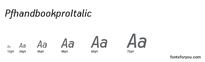 Размеры шрифта PfhandbookproItalic