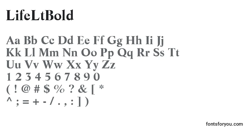 A fonte LifeLtBold – alfabeto, números, caracteres especiais