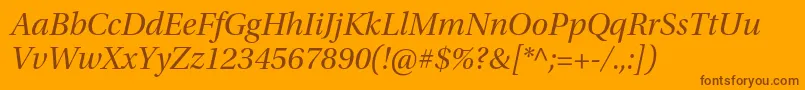 UtopiastdSubhit-Schriftart – Braune Schriften auf orangefarbenem Hintergrund