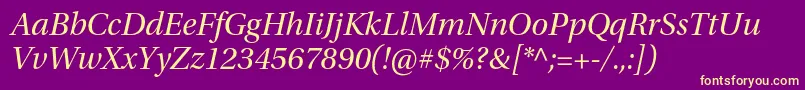 Weitere Informationen zur UtopiastdSubhit-Schriftart UtopiastdSubhit-Schriftart – Gelbe Schriften auf violettem Hintergrund