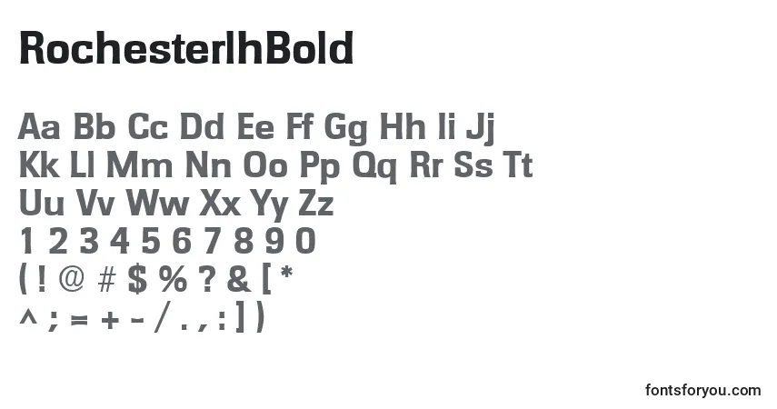 Шрифт RochesterlhBold – алфавит, цифры, специальные символы