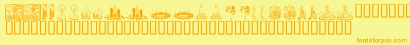 フォントKrChristmasCandles – オレンジの文字が黄色の背景にあります。