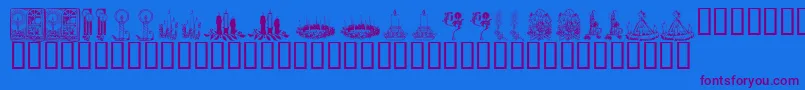 Czcionka KrChristmasCandles – fioletowe czcionki na niebieskim tle