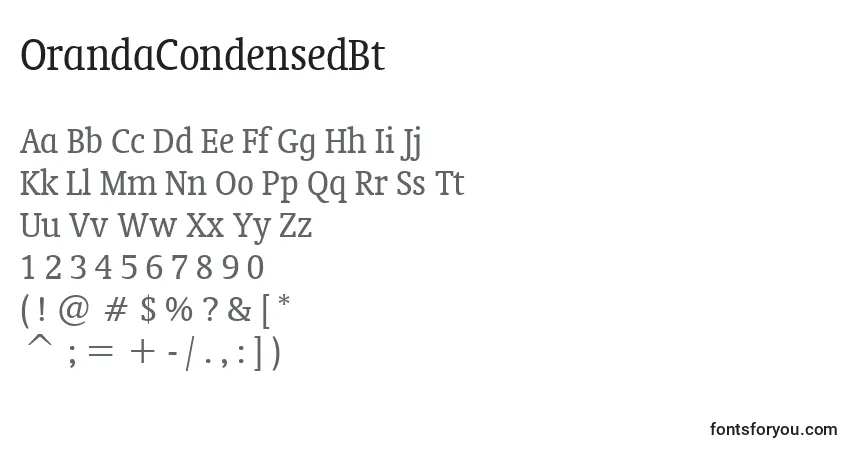 Czcionka OrandaCondensedBt – alfabet, cyfry, specjalne znaki