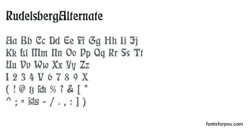 Schriftart RudelsbergAlternate – Alphabet, Zahlen, spezielle Symbole