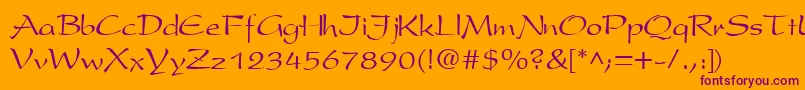 PsR-Schriftart – Violette Schriften auf orangefarbenem Hintergrund