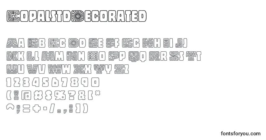 Czcionka CopalstdDecorated – alfabet, cyfry, specjalne znaki