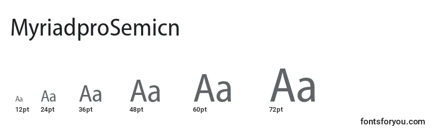 MyriadproSemicn Font Sizes