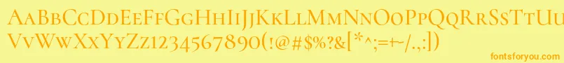 CormorantscMedium-Schriftart – Orangefarbene Schriften auf gelbem Hintergrund