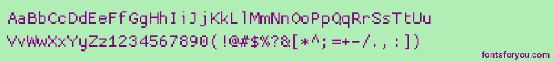 フォントProggycleantt – 緑の背景に紫のフォント