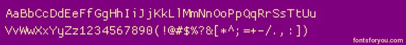 Fonte Proggycleantt – fontes amarelas em um fundo roxo