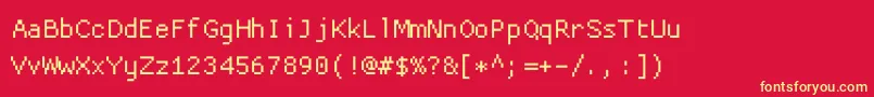 Proggycleantt-fontti – keltaiset fontit punaisella taustalla