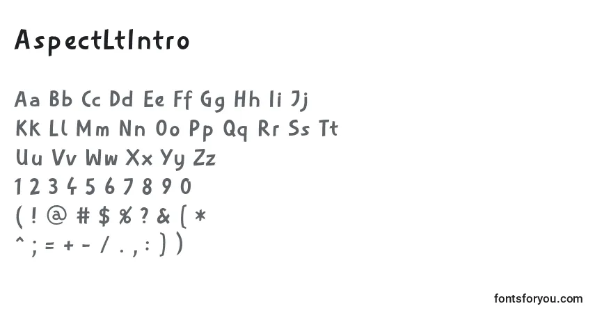 Fuente AspectLtIntro - alfabeto, números, caracteres especiales