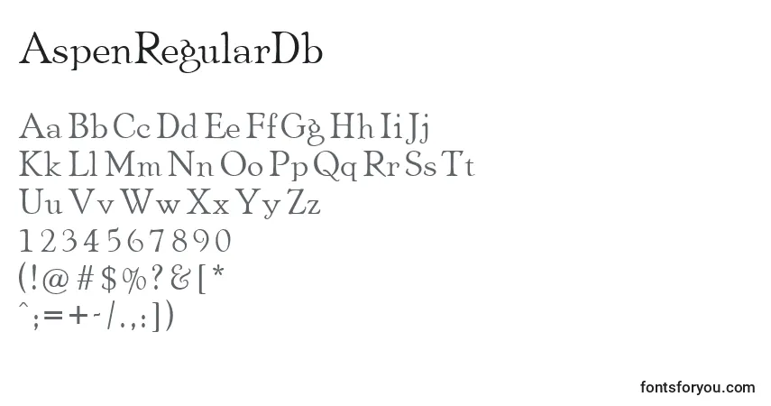 AspenRegularDb Font – alphabet, numbers, special characters