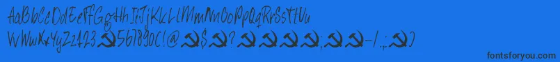 DkHeyComrade Font – Black Fonts on Blue Background