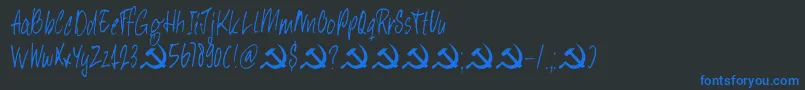 DkHeyComrade Font – Blue Fonts on Black Background