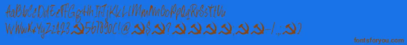 DkHeyComrade Font – Brown Fonts on Blue Background