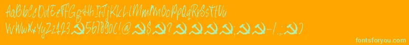 DkHeyComrade Font – Green Fonts on Orange Background