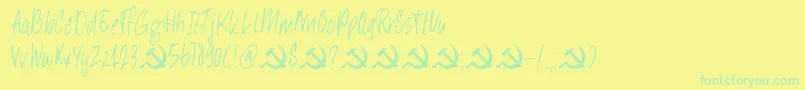 DkHeyComrade Font – Green Fonts on Yellow Background