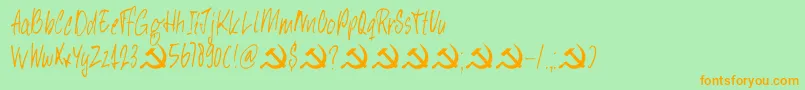 DkHeyComrade Font – Orange Fonts on Green Background