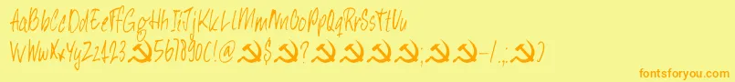 DkHeyComrade Font – Orange Fonts on Yellow Background