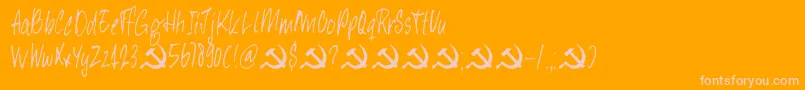 DkHeyComrade Font – Pink Fonts on Orange Background